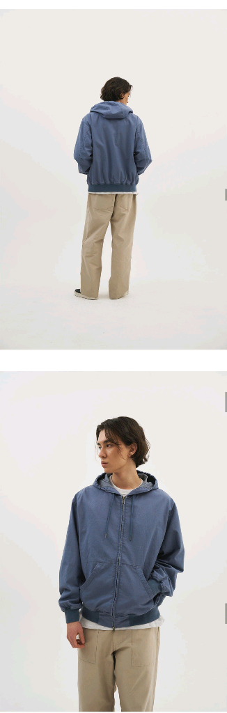 아웃스탠딩 빈티지 워싱 캔버스 후드 점퍼 라이트블루 M--2