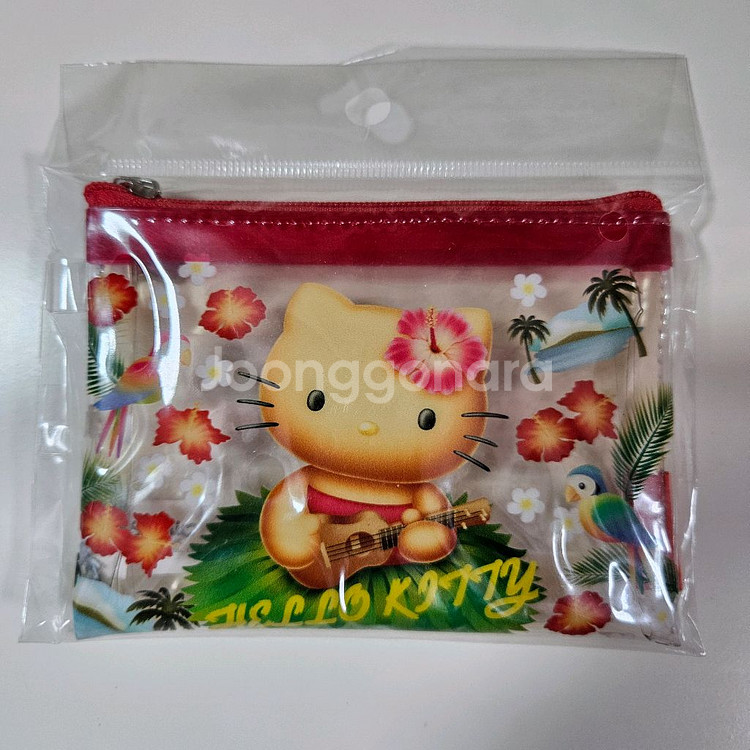 헬로키티 50주년 투명슬림파우치 하와이안 태닝 키티--0