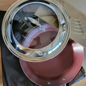 쿡셀 양수구이팬 레드 파에야팬 특대 36cm 스트레이너