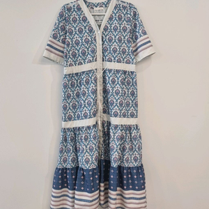 leshop 르샵 브이넥 패턴 휴양지 롱 원피스