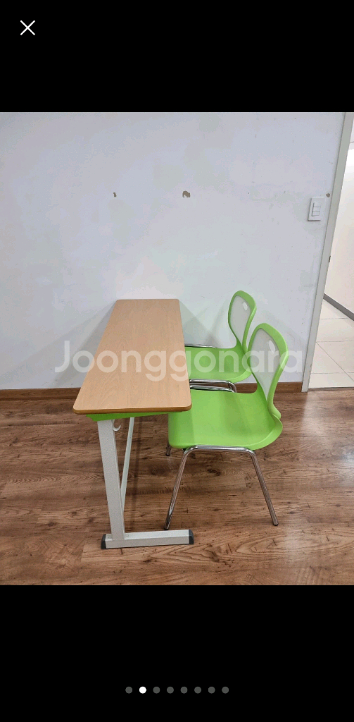 학원 2인용 책상 의자 세트--1