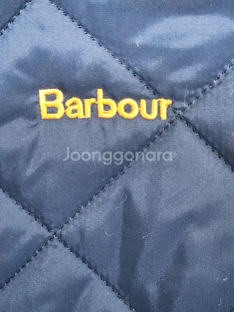 (S) 바버 퀼팅자켓 네이비 누빔점퍼 코듀로이 카라넥--3