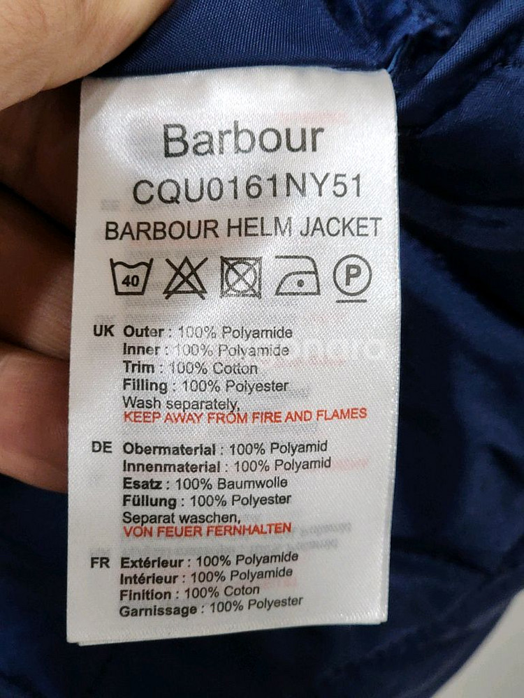 (S) 바버 퀼팅자켓 네이비 누빔점퍼 코듀로이 카라넥--4