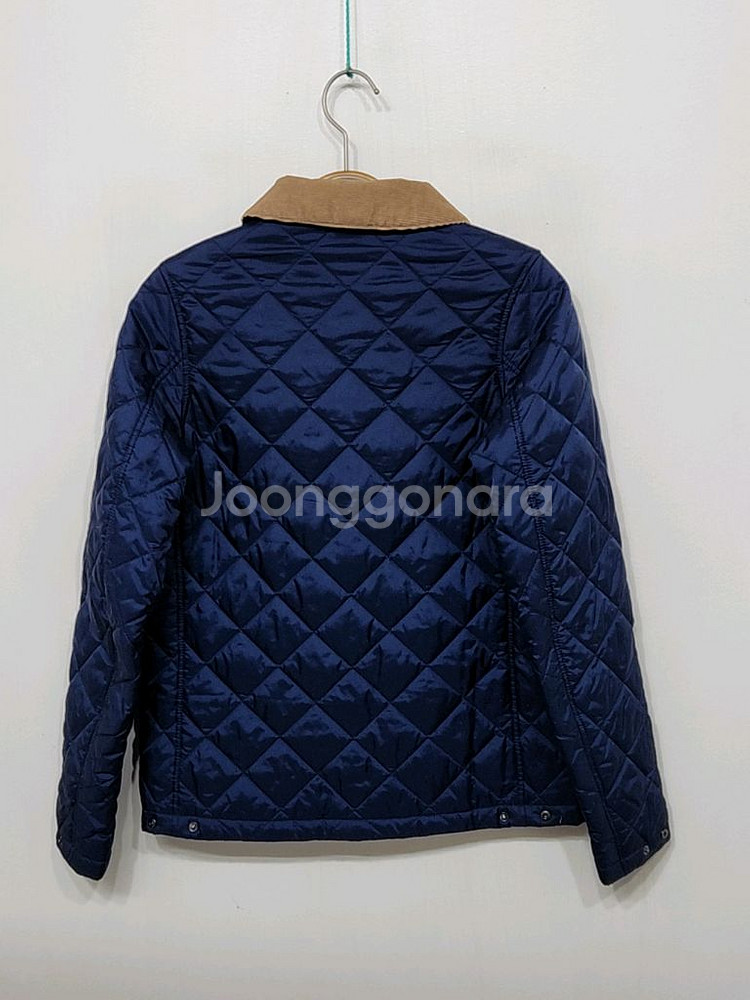 (S) 바버 퀼팅자켓 네이비 누빔점퍼 코듀로이 카라넥--5