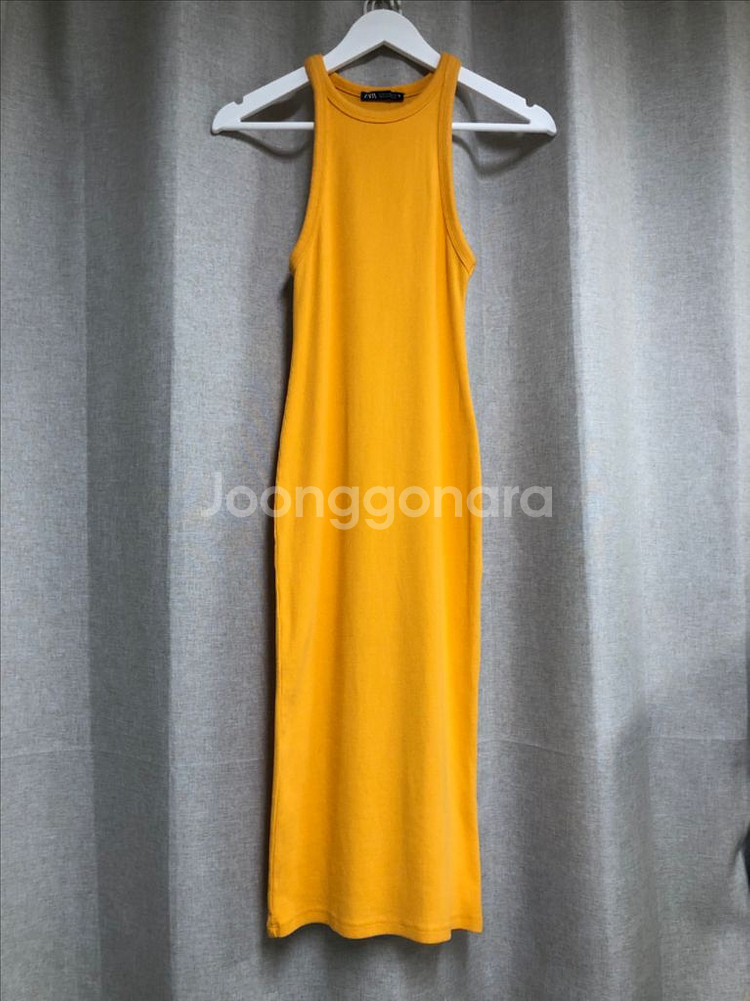ZARA 머스타드 골지 니트 미디 원피스 (M)--0