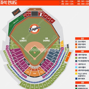 6월4일 한화 vs KT 중앙지정석 1루 100A 연석