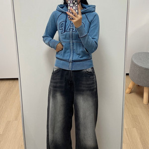 갭 데님 피그먼트 워싱 후드집업