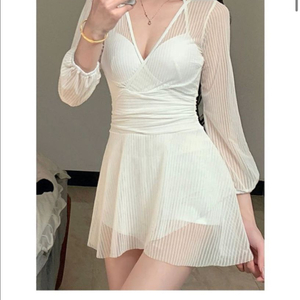 시스루 홀터넥 모노키니 수영복 화이트 새상품