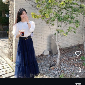 바이씨니 캉캉샤스커트 네이비 키작녀