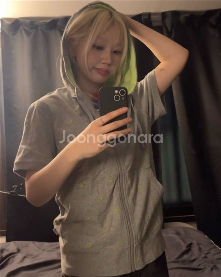 스투시 재팬 어센틱 올오버 자수 반팔 후드 집업--0