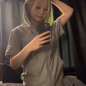스투시 재팬 어센틱 올오버 자수 반팔 후드 집업