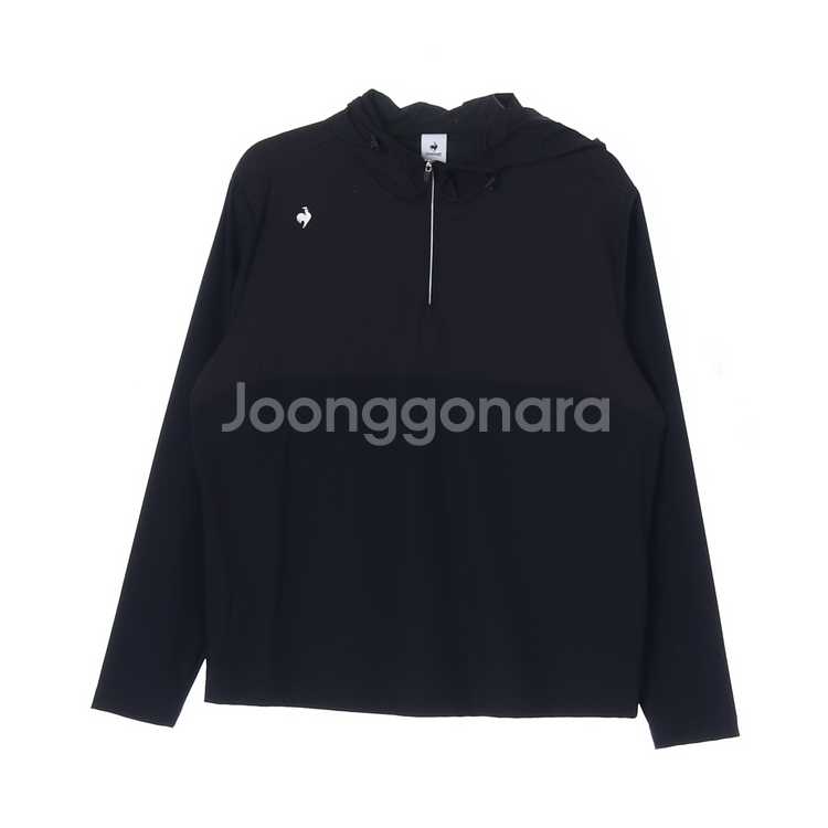 [XXL]르꼬끄 우븐 배색 하프집업 후드 티셔츠--0