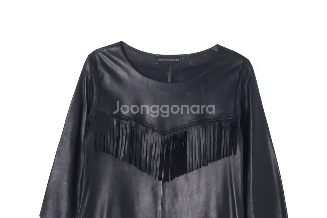 [S]쟈딕앤볼테르 천연양가죽100% 프린지 블랙 원피스--1