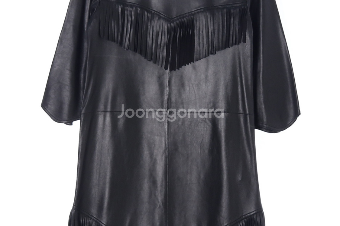 [S]쟈딕앤볼테르 천연양가죽100% 프린지 블랙 원피스--2