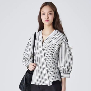 에잇세컨즈 린넨 스트라이프 블라우스