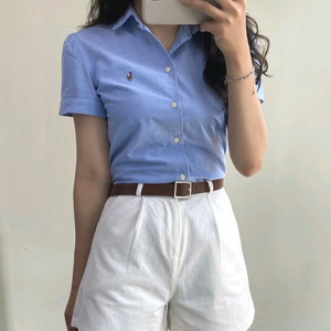 정품 폴로 랄프로렌 여성 옥스포드 반팔셔츠 블루(새거)