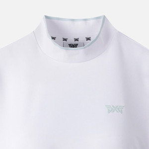 PXG 여성 여름 모크 넥 셔링 숏 슬리브 티셔츠