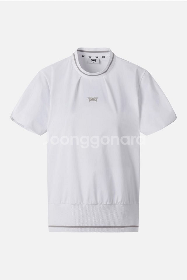 PXG 여성 여름 핀턱 포인트 숏 슬리브 티셔츠--0