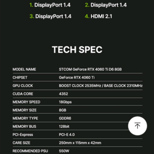 STCOM 지포스 RTX 4060Ti 풀박스