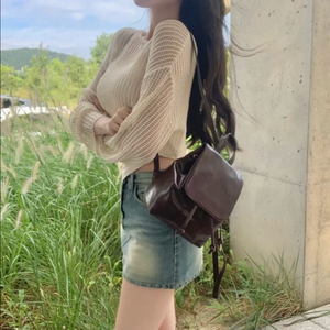 미니쉘 복조리 레더 미니 백팩