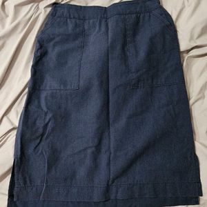 네이비 미디스커트