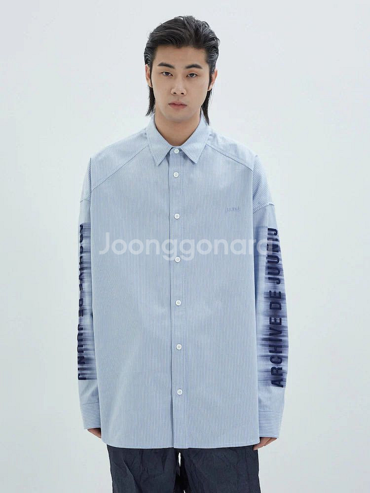 준지 25ss ARCHIVE 레터링 셔츠 블루 48--2