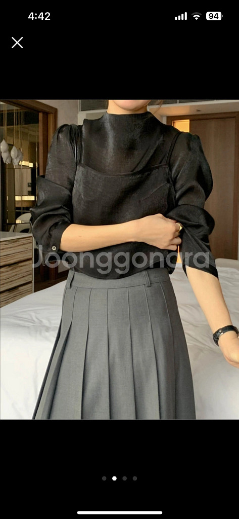 시그니처 마틸다 플리츠 스커트 M--1