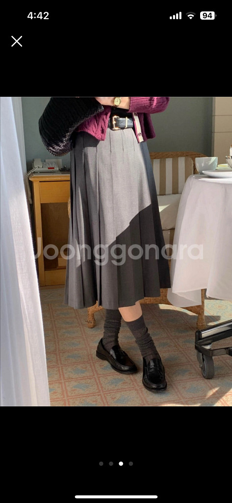 시그니처 마틸다 플리츠 스커트 M--2