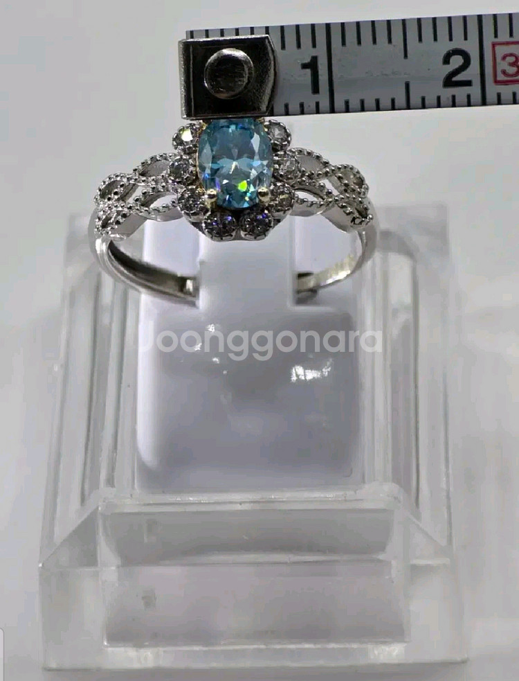 인증서 새제품 S925 순은 하늘색 모이사나이트 은반지--6