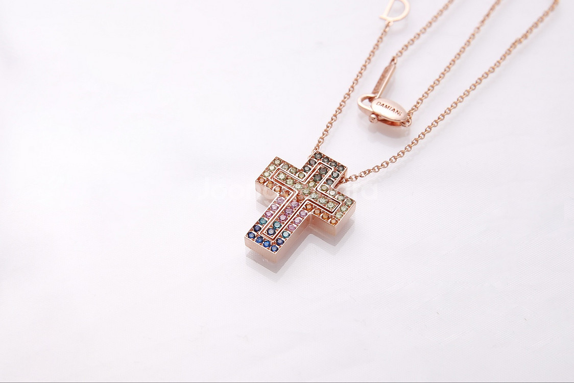 고급 크로스 무드 컬러 펜던트 목걸이 (14K / 18--1