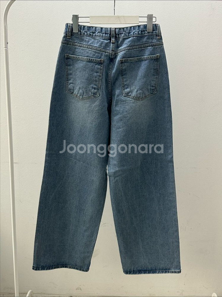 워싱 데님 와이드 팬츠 M--1