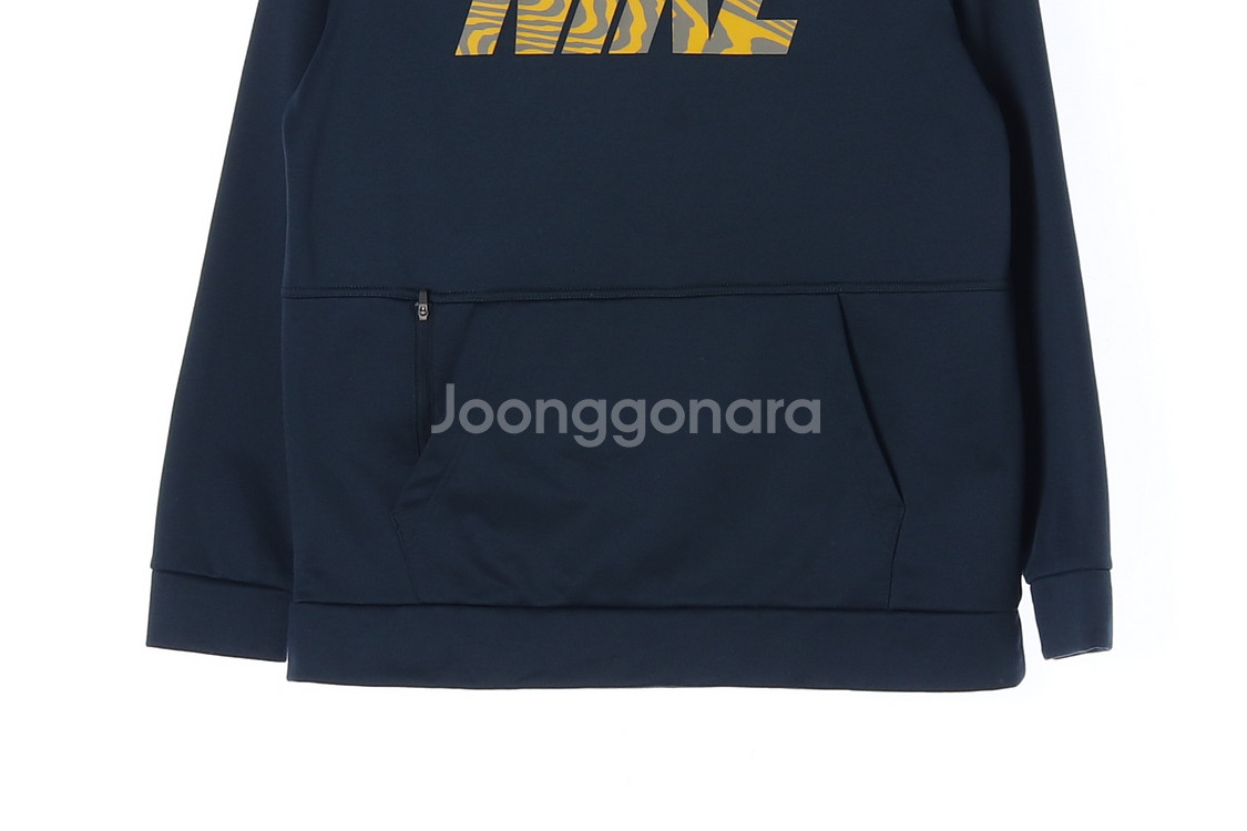 [L]나이키 드라이핏 패턴 빅로고 딥그린 기모 후드 티--2