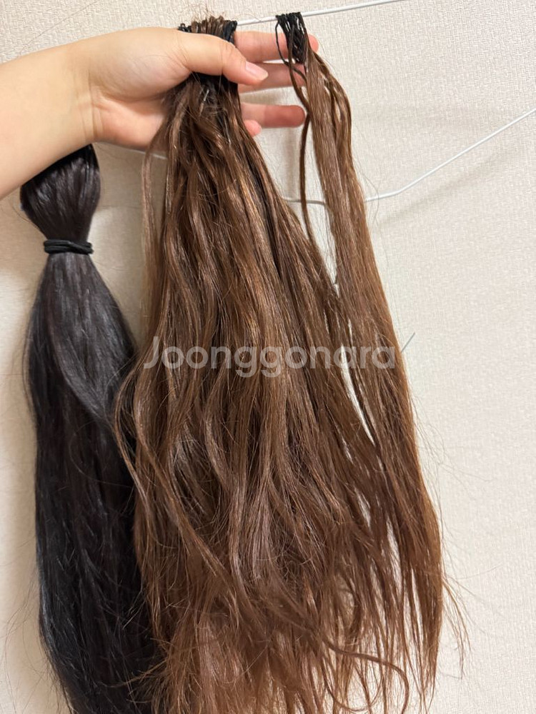 붙임머리 천연모 브라운 18인치--0