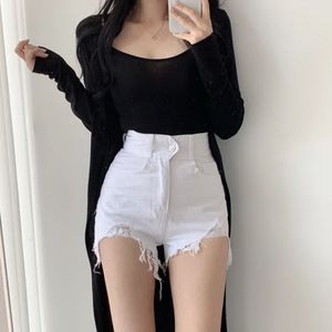 에이블리 데이 원버튼 하이웨스트 데미지 데님 반바지 청