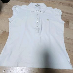 버버리 화이트 반팔카라티L
