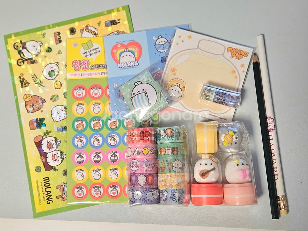 몰랑이 고전 문구 메모지 스티커 마테 스탬프 도장--0