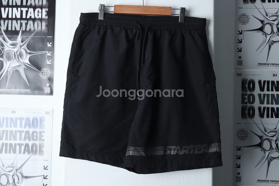 (L) 스타터 반바지 팬츠 밴딩 블랙 올드스쿨--0