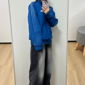 아디다스 우븐 트랙탑 블루 바람막이 자켓