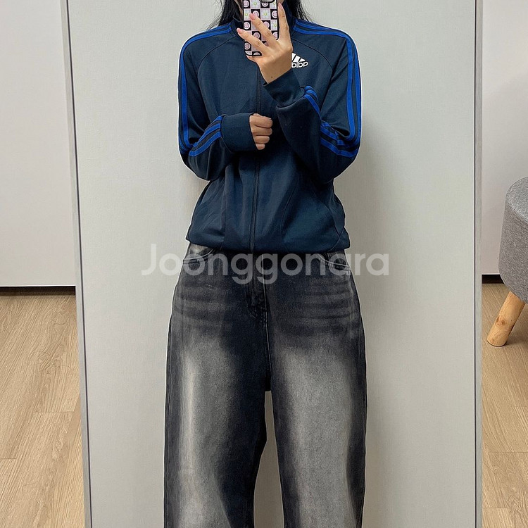 아디다스 자수로고 네이비 블루 삼선 트랙탑 져지--0
