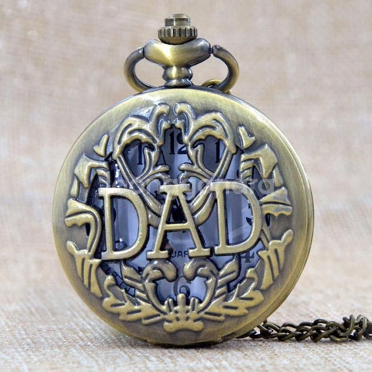 새 오픈형 동색 고급 DAD 회중 시계 앤틱 목걸이--4