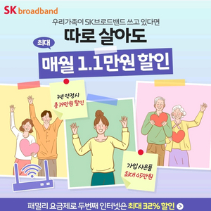 인터넷가입시 패밀린 최대 39.6만월 할인(3년간)