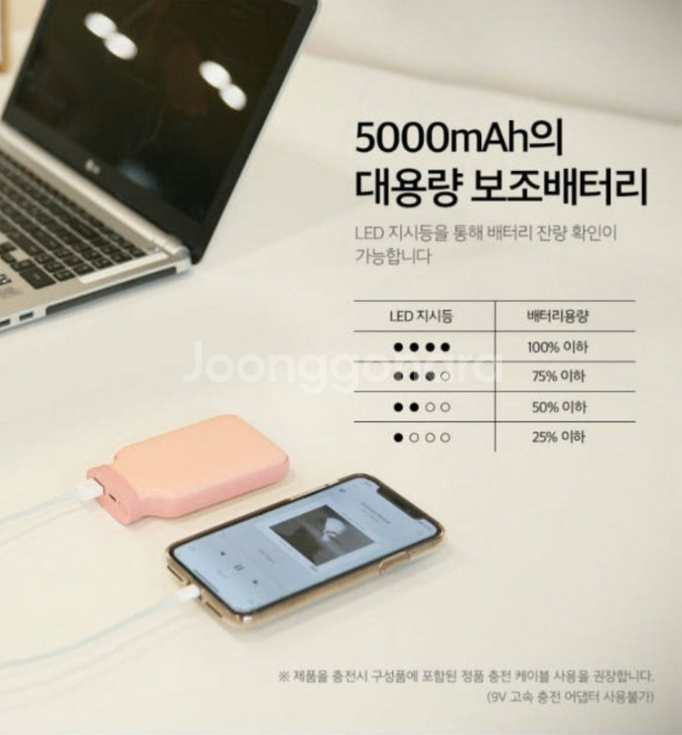 보틀형 보조배터리 손난로 민트 새상품--4