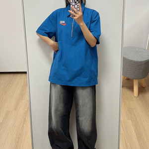 나이키 NSW 다크 마리나 블루 트렌드 반집업 오버셔츠
