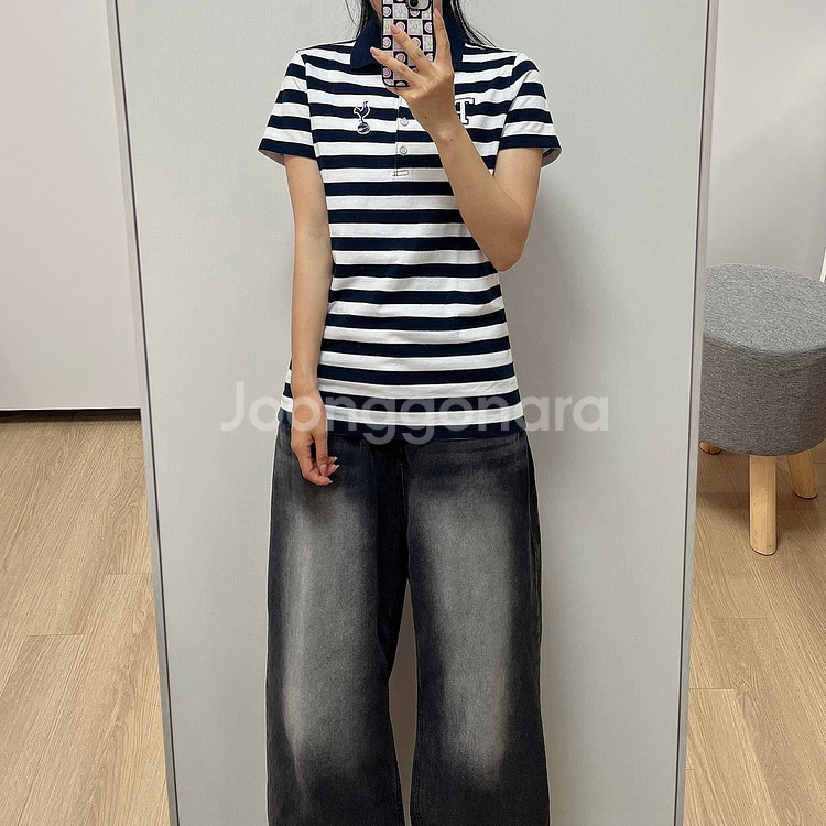 토트넘 홋스퍼 스트라이프 카라 반팔 티셔츠--0
