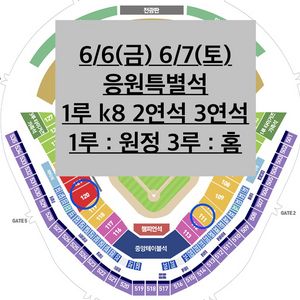6/7 한화이글스 기아타이거즈 1루 k8 3연석 원정