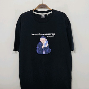 (XL) 뉴발란스 반팔티 블랙 프린팅 티셔츠 라운드