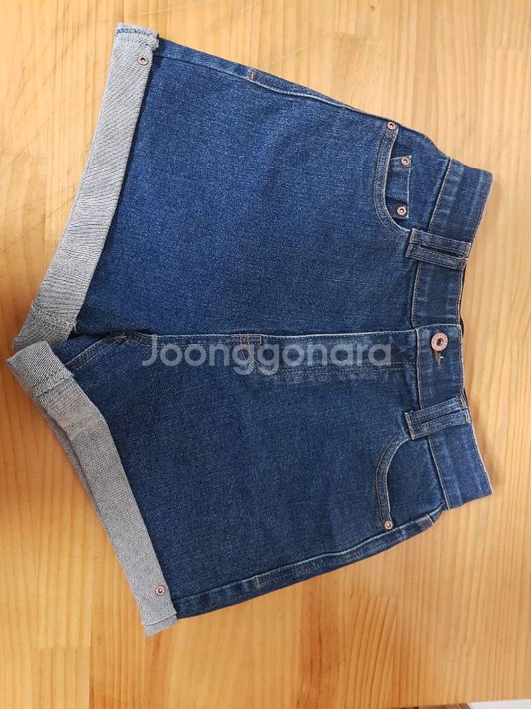 (정품) 하이웨스트 반바지 스판 청바지 청 진청 팬츠--0