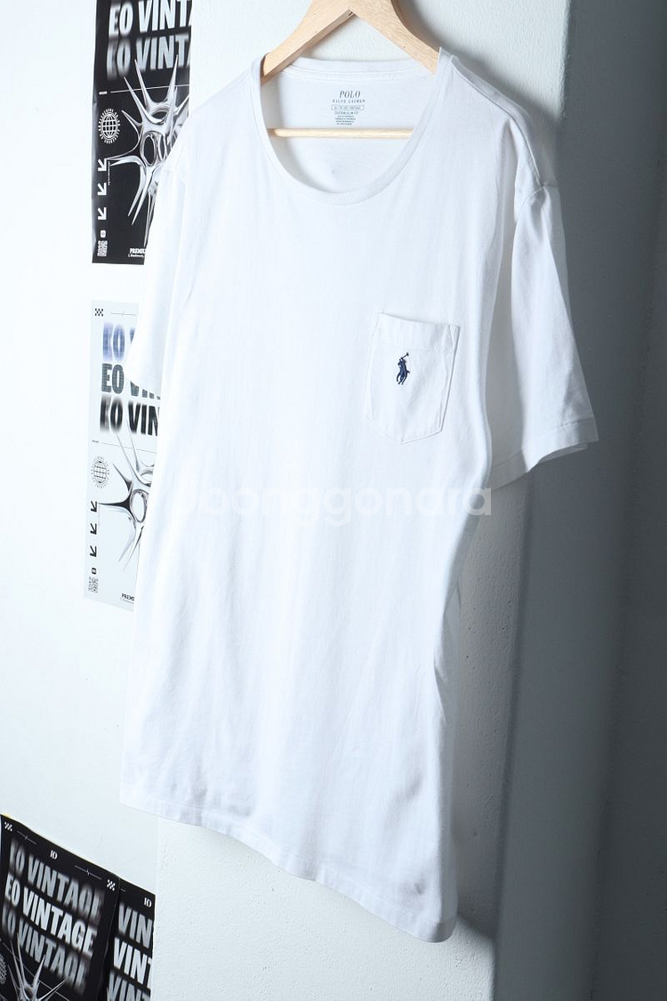 (XL) 폴로 랄프로렌 반팔 티셔츠 포켓 화이트 포니--3