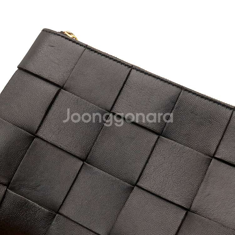 보테가베네타 블랙 인트레치아토 스몰 카세트 플랫 클러치--7