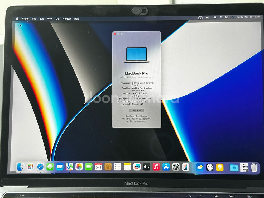 맥북 프로 2019 13인치 16gb SSD 512gb--2